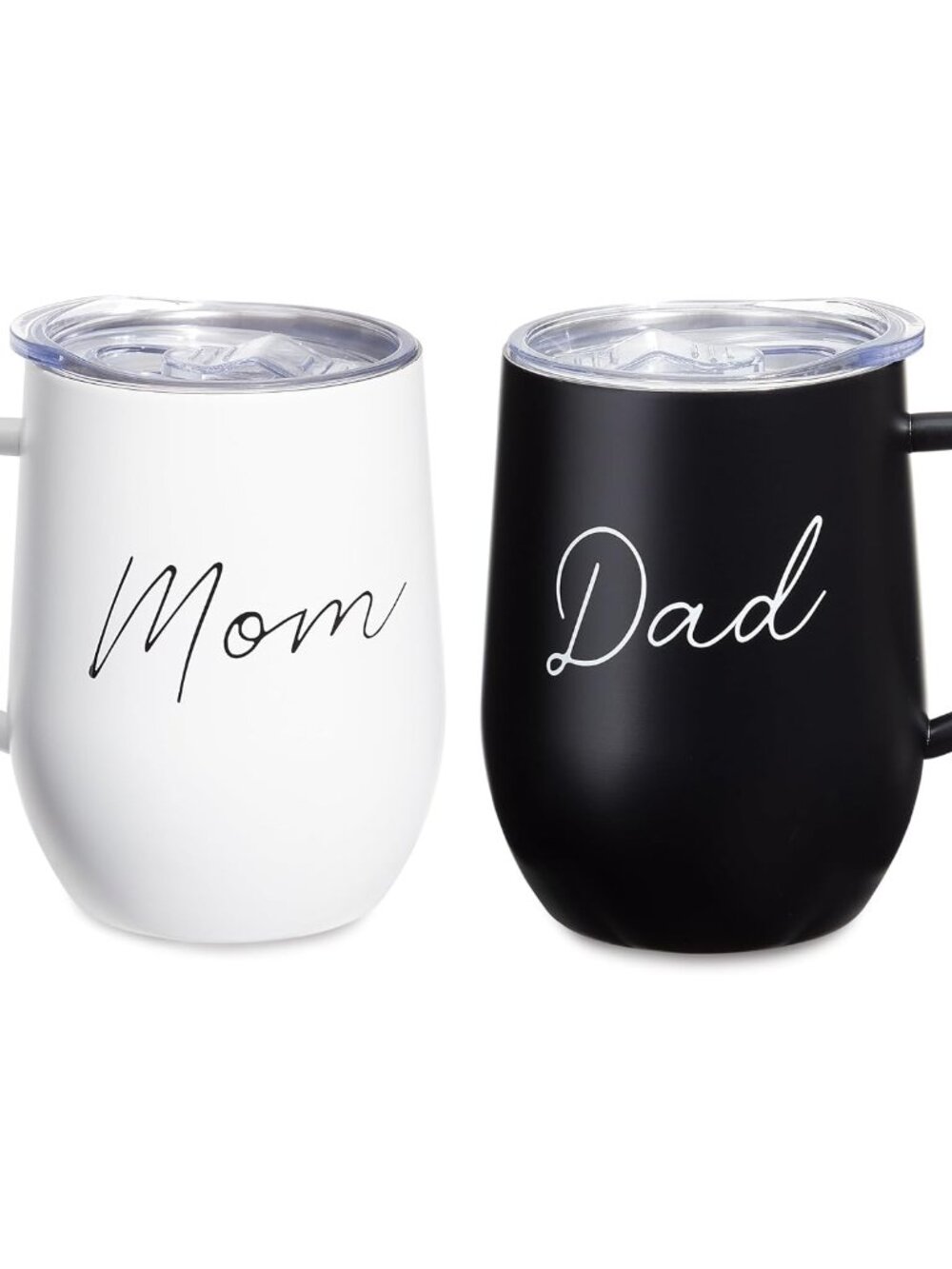 Stainless Steel Insulated Coffee Mug with Travel Lid | 12 oz | Black & White | P